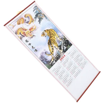 Традиционный китайский календарь, свиток, подвесной календарь, Календарь Года Дракона, Офисный календарь из искусственного бамбука Изображение