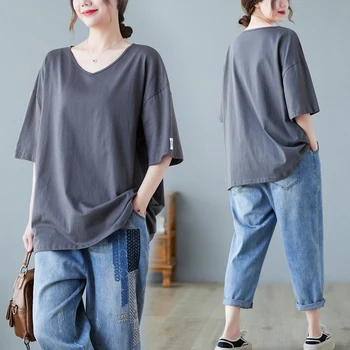 D40204 # Блузка для беременных, футболка, плюс размер, винтажный хлопковый летний топ для беременных Изображение